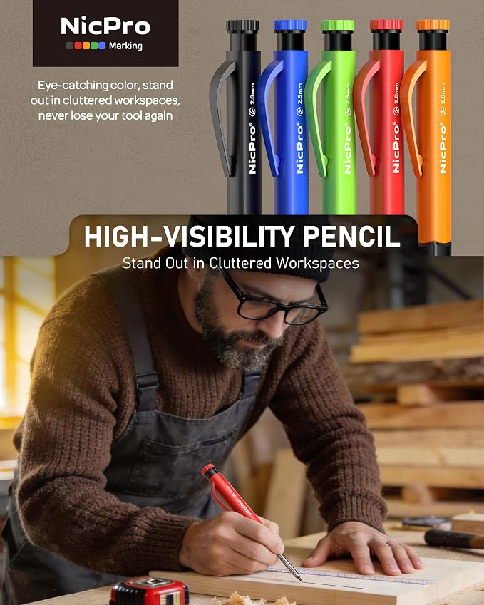 Nicpro 5 Pack Carpenter Pencils - Image 7