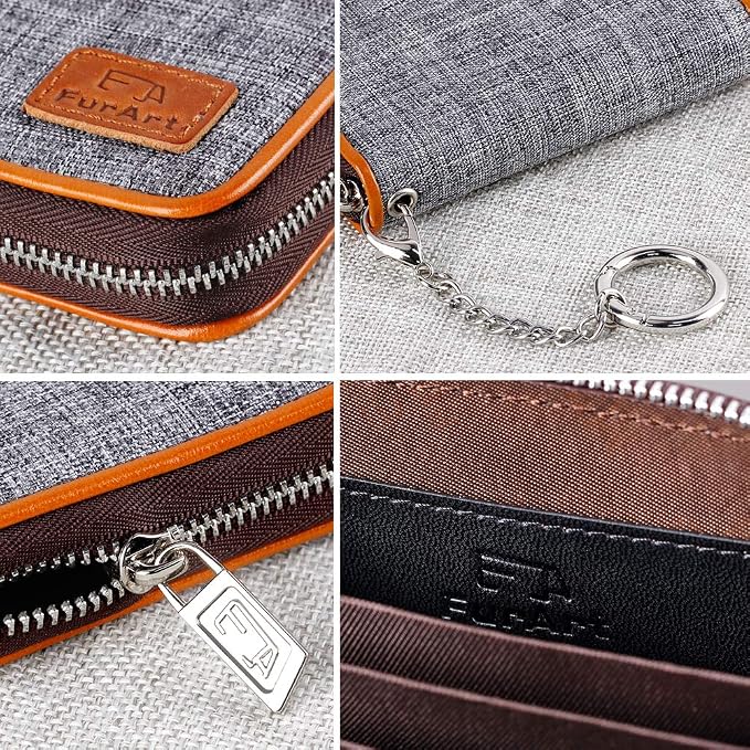 FurArt Zipper Wallet Women, RFID Blocking Credit Card Wallet, Business Card - Image 5