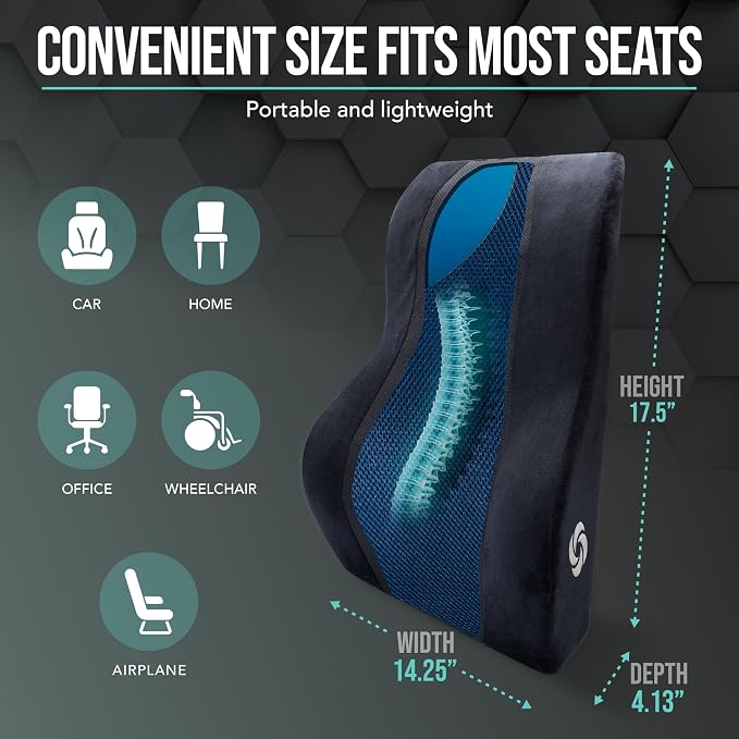 Samsonite Memory Foam Lumbar Support Pillow, Ergonomic Back Cushion - Image 7