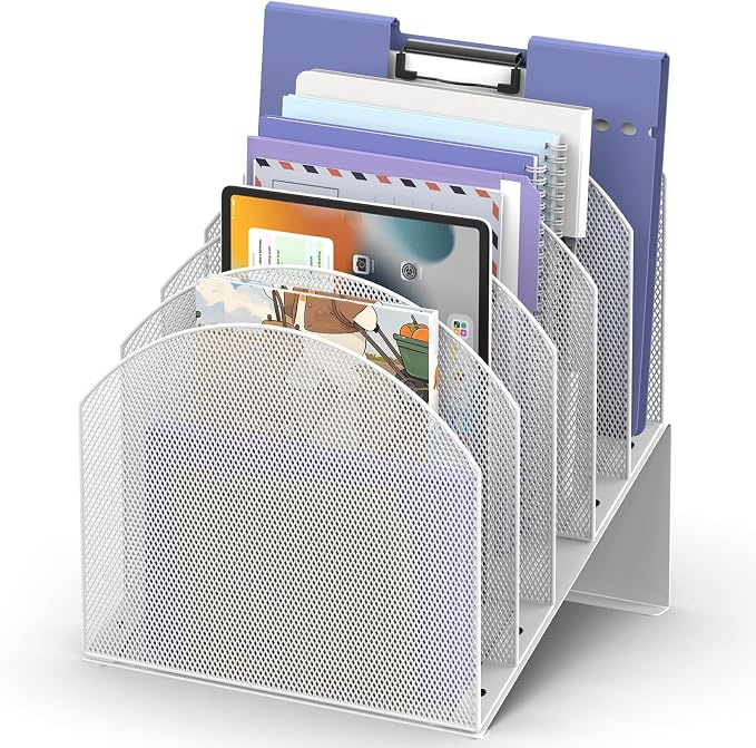 File Organizer for Desk, 5-Section Mesh Mail Holder, mail organizer and folder by Unknown