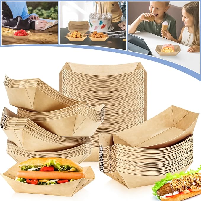 120 Pack 1/2Lb Paper Food Boat Trays Disposable Small Paper Boats Plates - Image 9