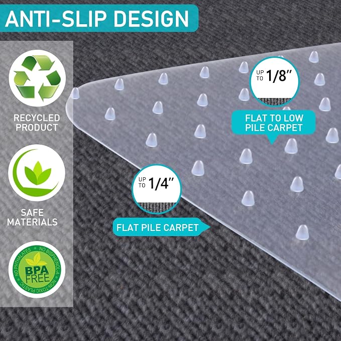 Office Chair Mat for Carpet: 48"x36" Clear Desk Chair Mat for Carpet Floor - Image 4