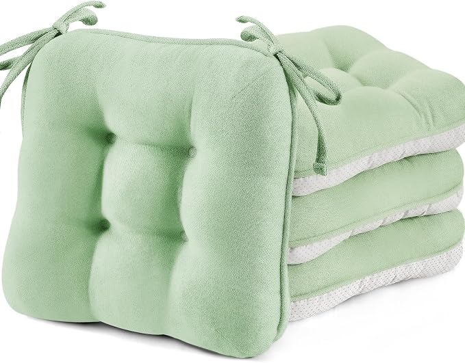 BETU Chair Cushions for Dining Chairs Set of 4, 3.5" Thick Green Kitchen Chair by BETU