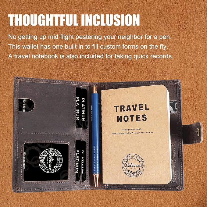Vitus Full Grain Leather Passport Wallet, Travel Document Organizer - Image 7