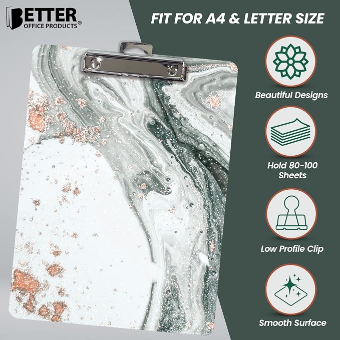 Better Office Products Fashion Clipboard, Standard A4 Letter Size, 12.5" x 9" - Image 3