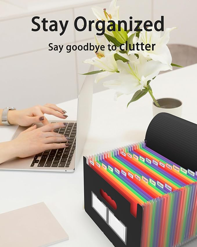 Expanding File Folder, 24 Pocket Accordion A4 Letter Size Portable Document - Image 5