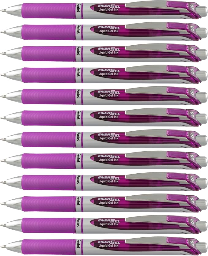 Pentel EnerGel RTX Retractable Liquid Gel Pen, Medium Line, Metal Tip, Violet by PentelofAmerica