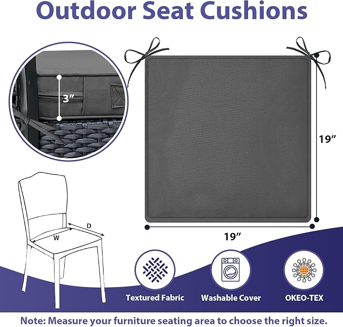 IPYNBAP Outdoor Chair Cushions Set of 4 -Waterproof Outdoor Seat Cushions - Image 6