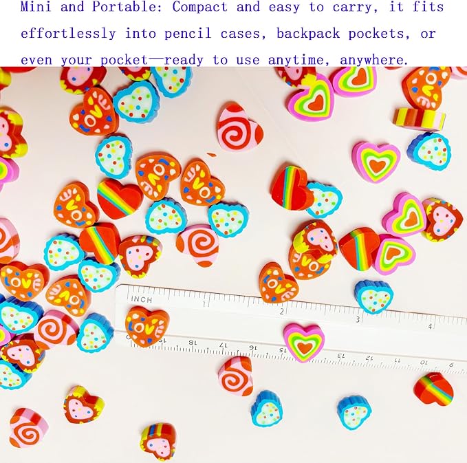 400PCS Mini Cute Heart Erasers for Kids Bulk, Fun Erasers for Classroom Back to - Image 2