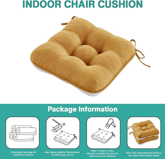 BETU Chair Cushions for Dining Chairs Set of 6, 3.5" Thick Kitchen Table Chair - Image 9