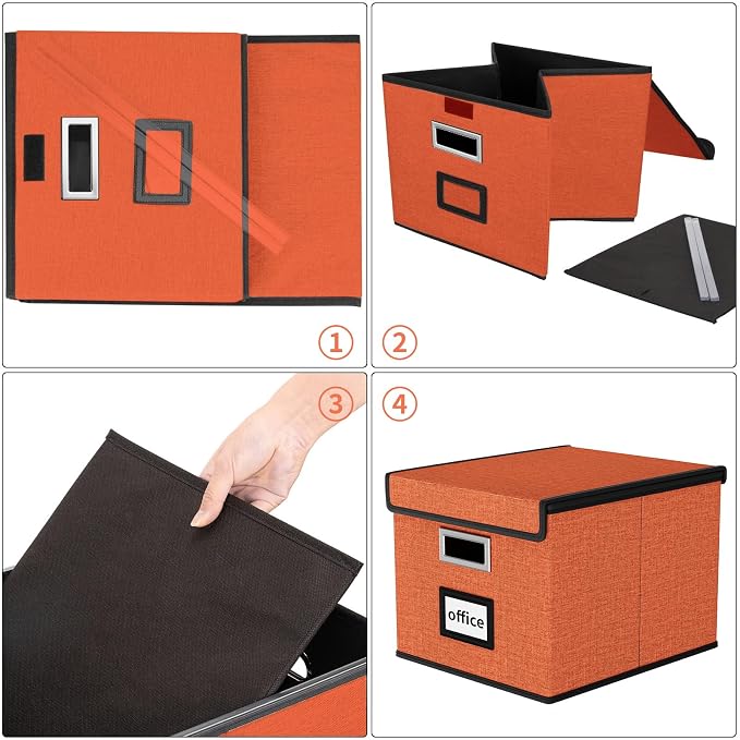 File Organizer Box with Lid, Collapsible File Folder Organizer - Image 7