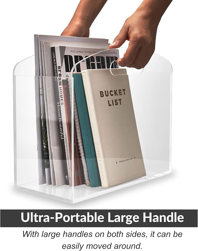 Magazine Rack - Clear Acrylic Magazine Holder, Acrylic Newspaper Stand Organizer - Image 6