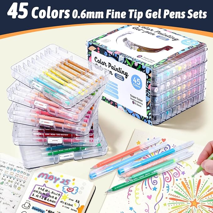 45 Colors Gel Pens for Coloring, Gel Pens Set for Adult Coloring Books No - Image 2