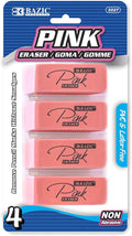 BAZIC Products Pink Bevel Block Erasers, Latex-Free by BAZICProducts