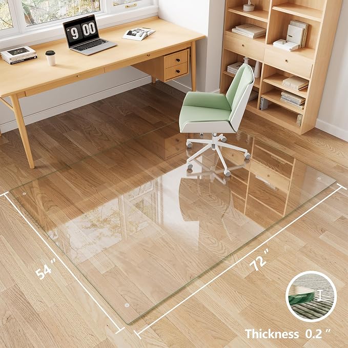 Koonmi Chair Mat for Carpet, Tempered Glass 54"x72" Office Chair Mat, Glass - Image 3