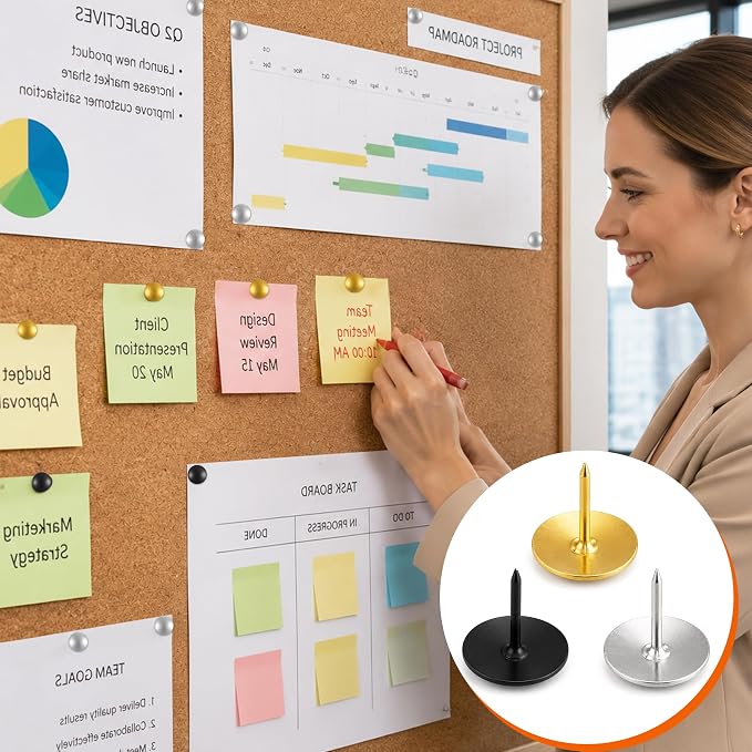 450Pcs Push Pins with Storage Box – Gold, Cork Boards & Home Decor - Image 7