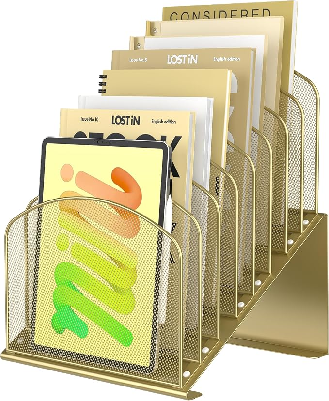 Inclined Desk File Organizer Metal Desk Magazine Folder Holder by Sinboun
