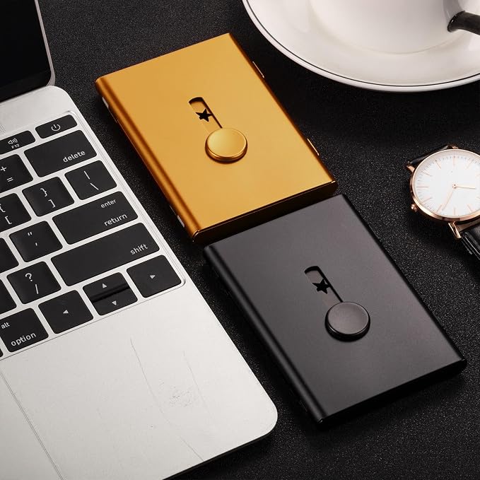 Tatuo 2 Pcs Business Card Holder Thumb Drive Black Gold Stainless Steel - Image 7
