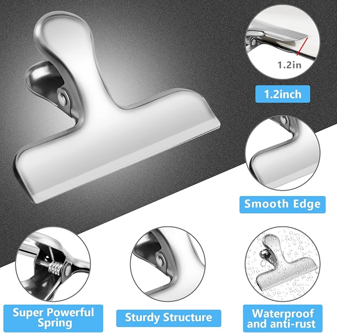 FINDMAG Chip Clip, 8 Pack Stainless Steel Bag Clips, Cute and Heavy Duty Snack - Image 3