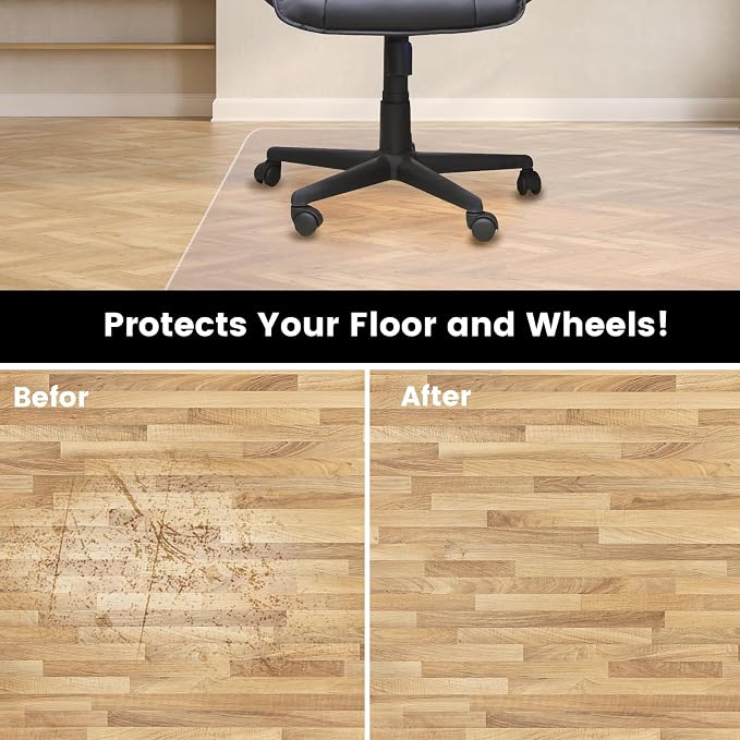 Office Chair Mat for Hardwood Floor: 63"x 51" Extra Large Floor Mat for Rolling - Image 5