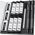 Four Candies 2PCS 0.5mm & 0.7 mm Metal Mechanical Pencils Set, 12 Erasers by FourCandies