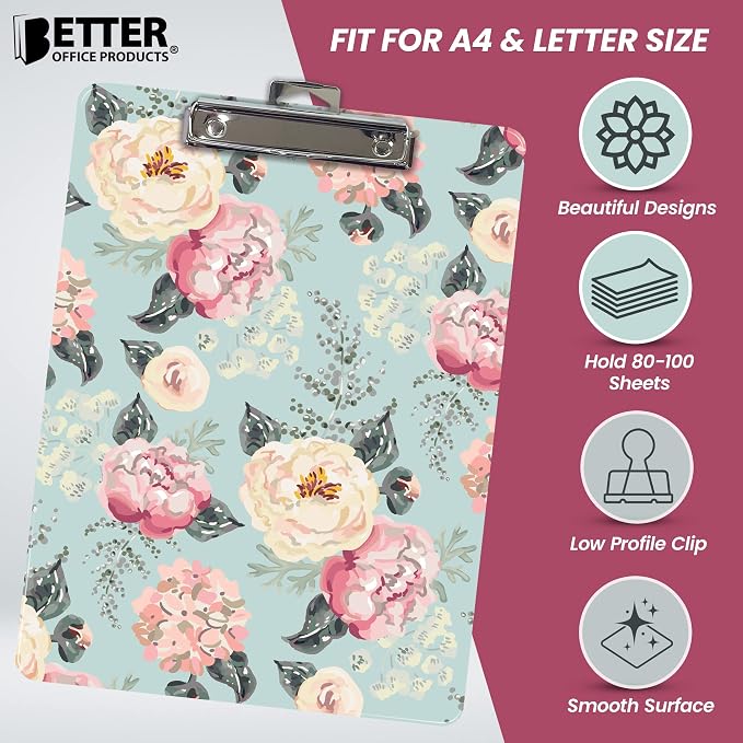 Better Office Products Fashion Clipboard, Standard A4 Letter Size, 12.5" x 9" - Image 2