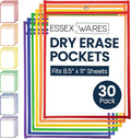 Essex Wares - 30 Pack, Dry Erase Pocket Document Protectors, Water-Resistant & by EssexWares