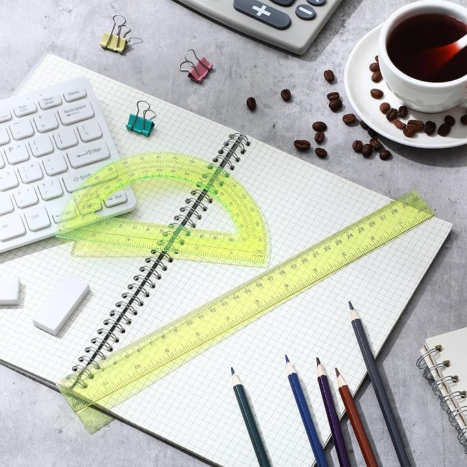 Zonon 2 Pcs 12 Inch Clear Ruler and 6 Inch Plastic Protractor Set, Dual Scale - Image 6