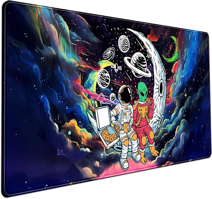 Funny Space Mouse Pad Desk Mat Astronaut Alien Large Gaming Mouse Pads Anime by Mechanical+Cattle