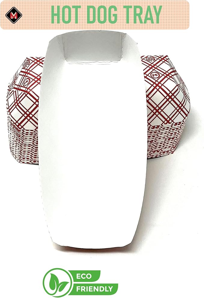 Mr Miracle 7 Inch Paper Hot Dog Tray in Red White Pattern. Pack of 100. - Image 2