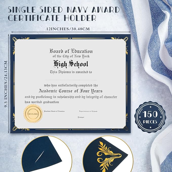 Fainne Certificate Holder Foil Border Bulk 8.5 x 11 Inch Single Sided Award - Image 2