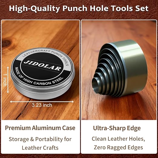 Leather Circle Cutter Tool Set, 11 Pieces Circle Punch Tools 10 12 15 20 25 30 - Image 4