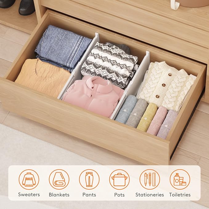 Lifewit 8" Tall 8 Pack Drawer Dividers, 13.8"-22.2" Adjustable Deep Drawer - Image 9
