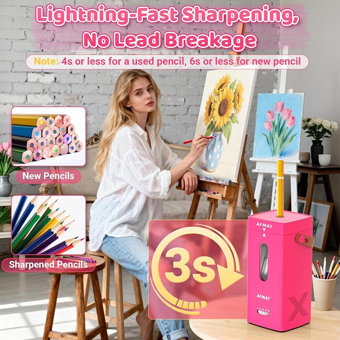 AFMAT Electric Pencil Sharpener, Fully Automatic Pencil Sharpener, Auto in & Out - Image 6