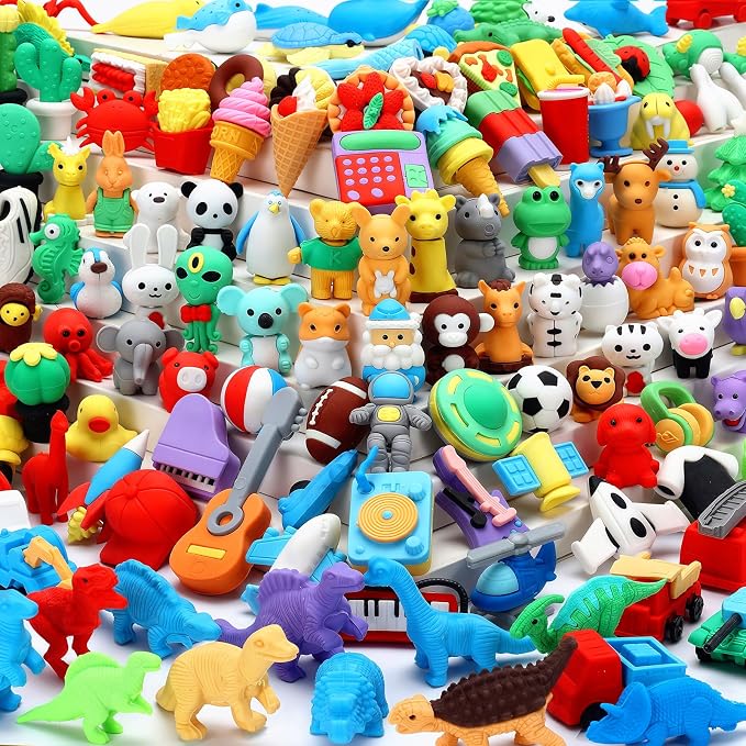 URSKYTOUS 120Pcs Animal Erasers Bulk Cute Food Erasers Desk Pets Kids Puzzle by URSKYTOUS