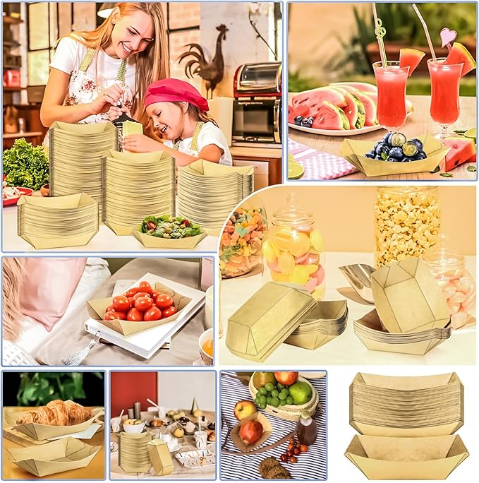 250 Pack 1Lb Paper Food Boat Trays Disposable Paper Boat Plates Containers - Image 5
