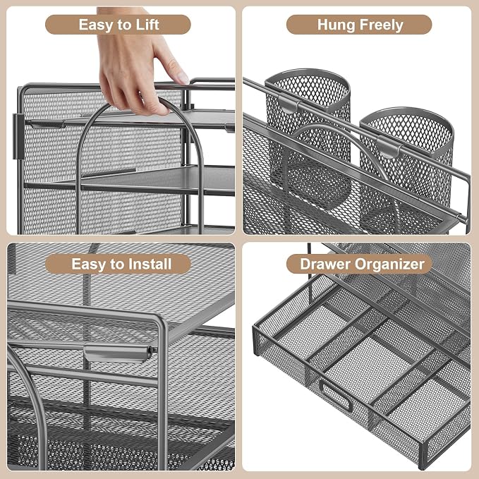 Marbrasse Desk Organizer and Accessories, 4-Tier Paper File Letter Tray - Image 3