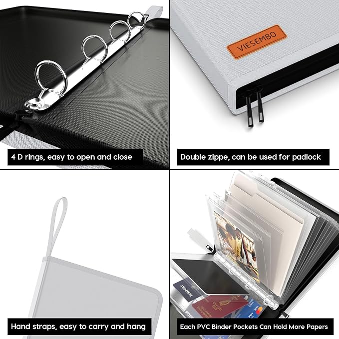 Important Document Organizer Zipper Binder, Fireproof Document Bag - Image 6