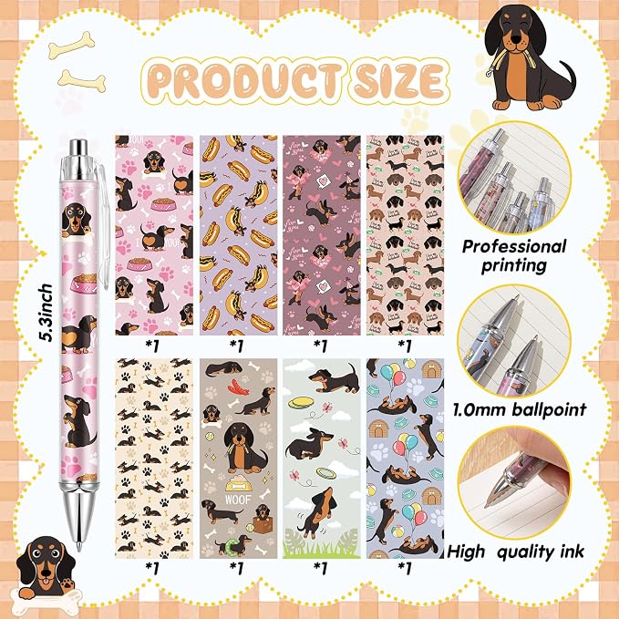 Ireer 8 Pcs Ballpoint Pens for Women 1.00 mm Cute Black Ink Fancy Pens Fine - Image 2