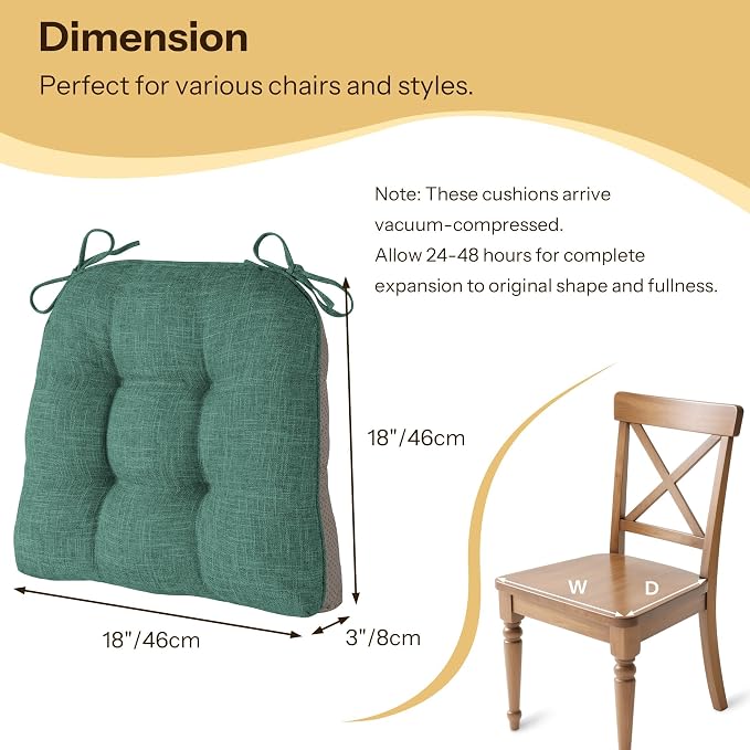 Non Slip Chair Cushions for Dining Chairs Set of 4 Kitchen Chair Cushions - Image 2