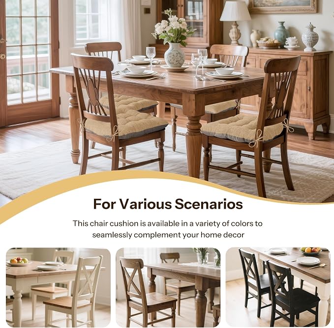 Non Slip Chair Cushions for Dining Chairs Set of 4 Kitchen Chair Cushions - Image 5