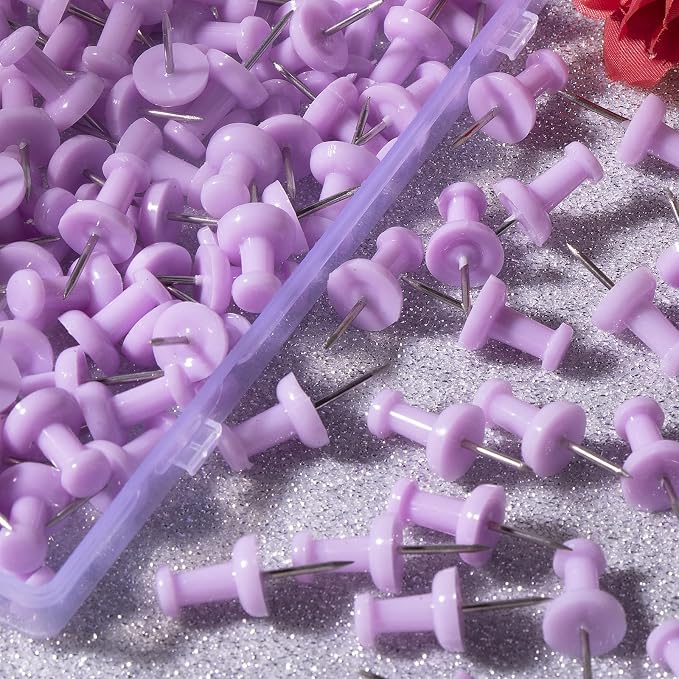 VAPKER Push Pins Tacks 120Pcs Solid Light Purple Thumb Tacks Larger Size Pin - Image 4