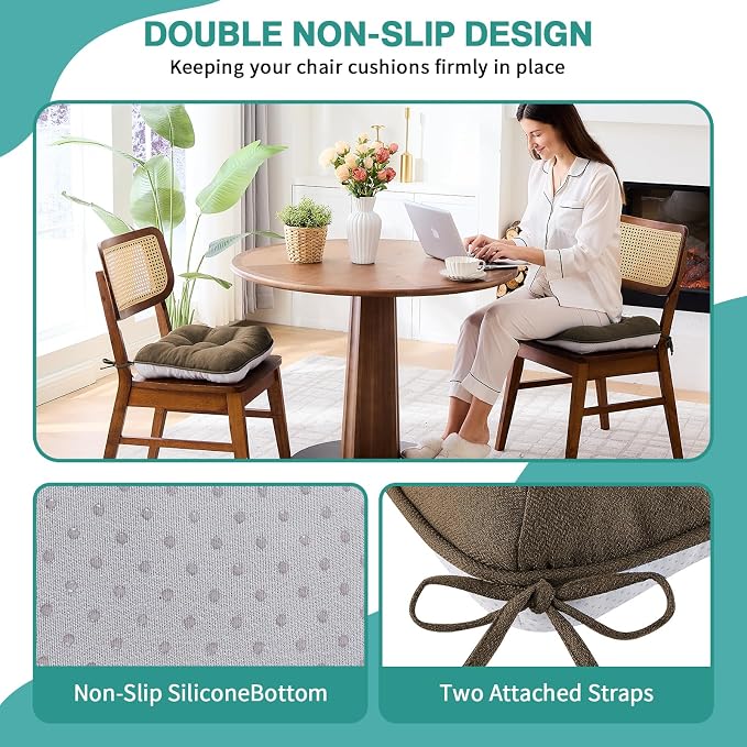 BETU Chair Cushions for Dining Chairs Set of 2, 3.5" Thick Kitchen Table Chair - Image 2