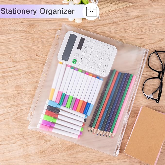Antner 18 Pack Clear Letter Size Binder Pockets 3 Ring Binder Zipper Pouch - Image 6