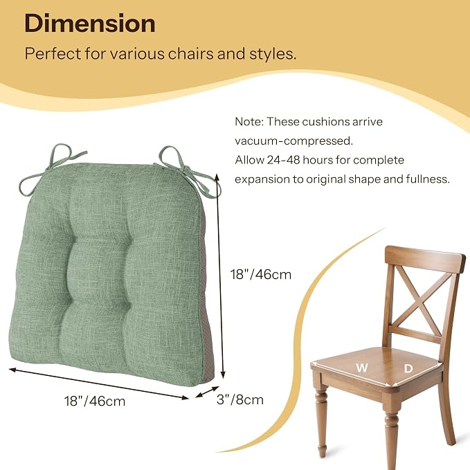 Non Slip Chair Cushions for Dining Chairs Set of 4 Kitchen Chair Cushions - Image 2