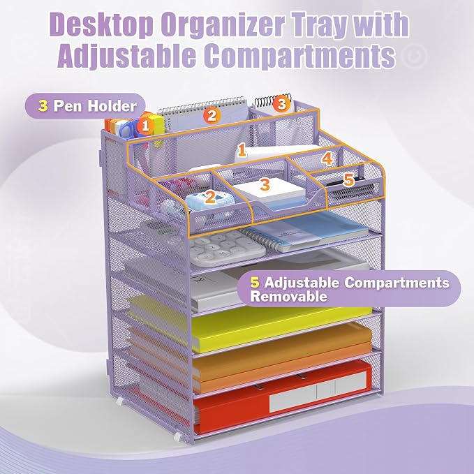 Docnest 6 Tier Mesh Desk Organizer - Image 5