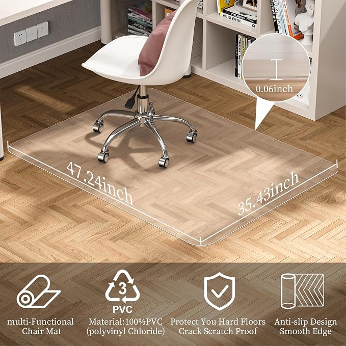 Tonaus Chair Mat for Hard Floor Office Chair Mat Desks Mats Large 48"×36" - Image 2