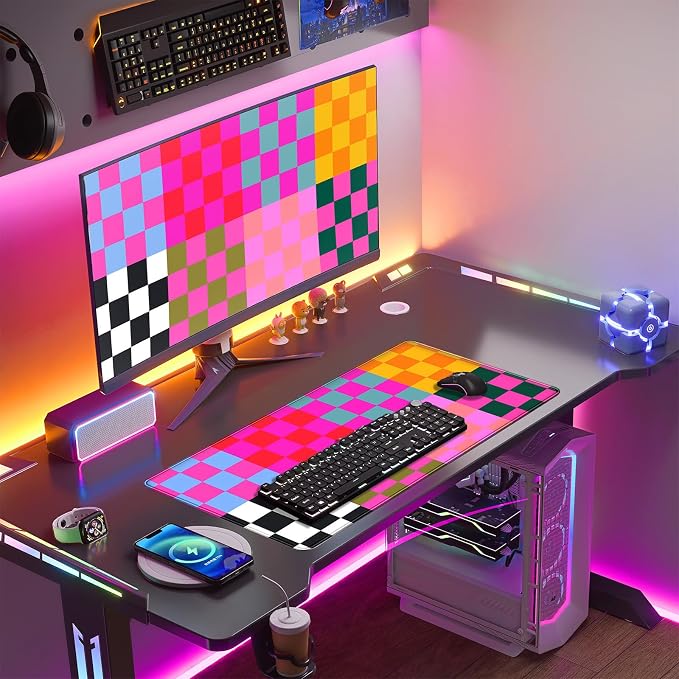 Checkered Desk Mat Pink Desk Matt - Image 3