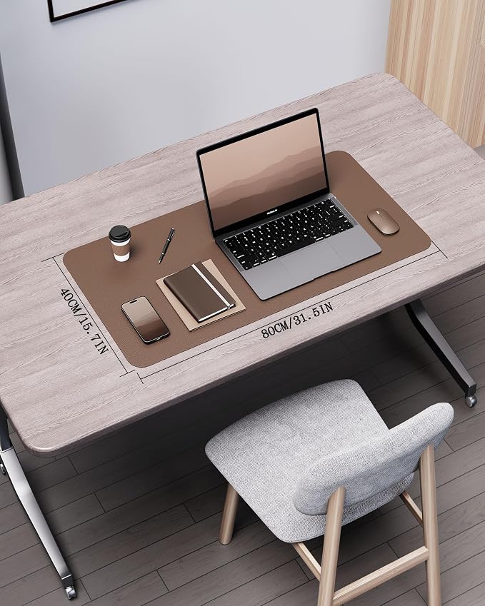 YSAGi Double-Sided Desk Pad, 31.5"x15.7"Leather Desk Mat, Eco Cork Desk Pad - Image 2
