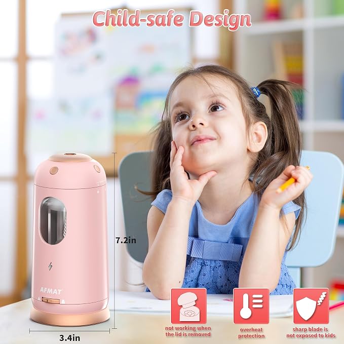AFMAT Electric Pencil Sharpener, Auto in & Out, Fully Automatic Pencil Sharpener - Image 7